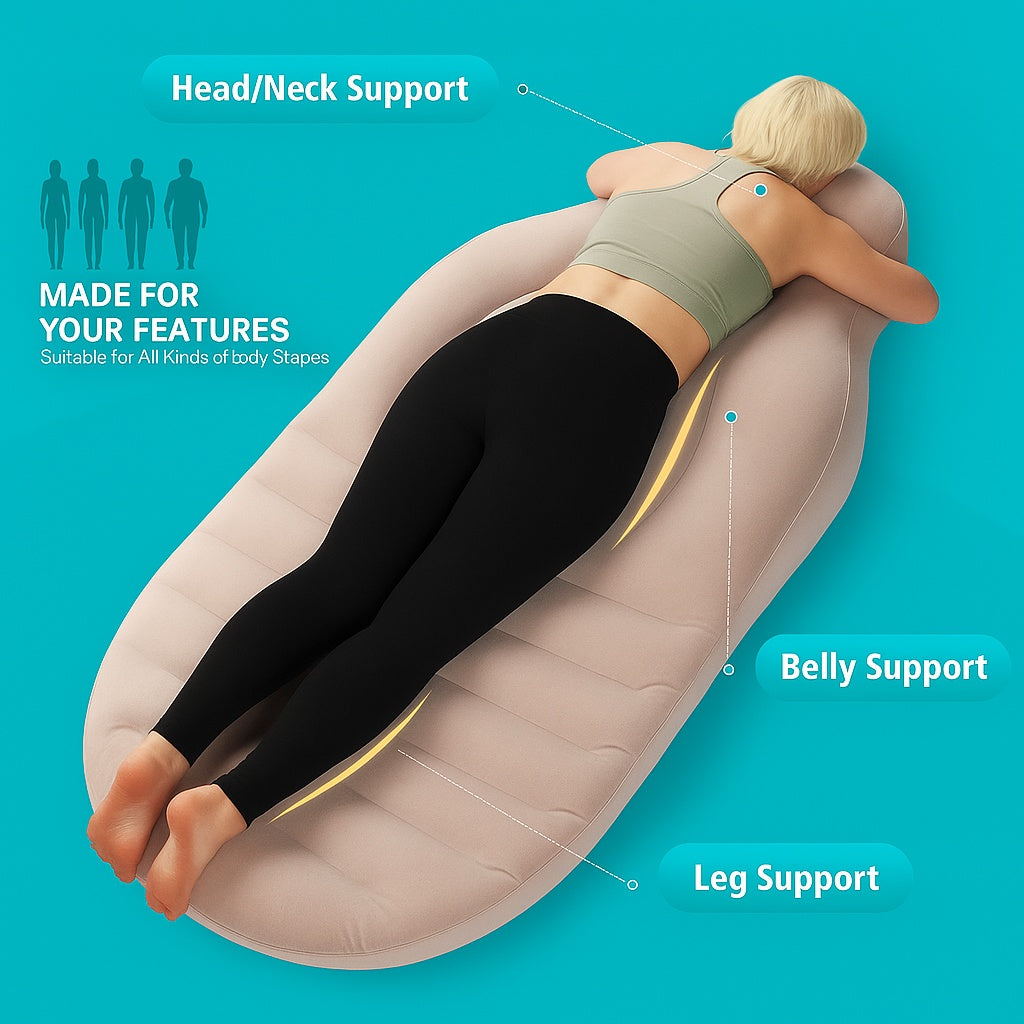 SnuggleBump Inflatable Belly Support Pillow for Pregnancy Sleep & Relief