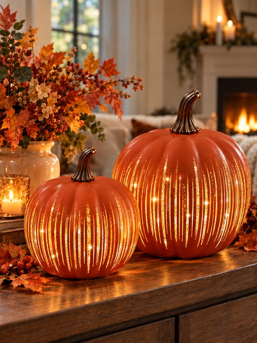 Starlight Glass Pumpkin with Timer